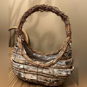 Wood bark planter bag purse